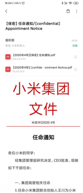 小米集团架构调整：王川出任CSO 李肖爽兼任大家
