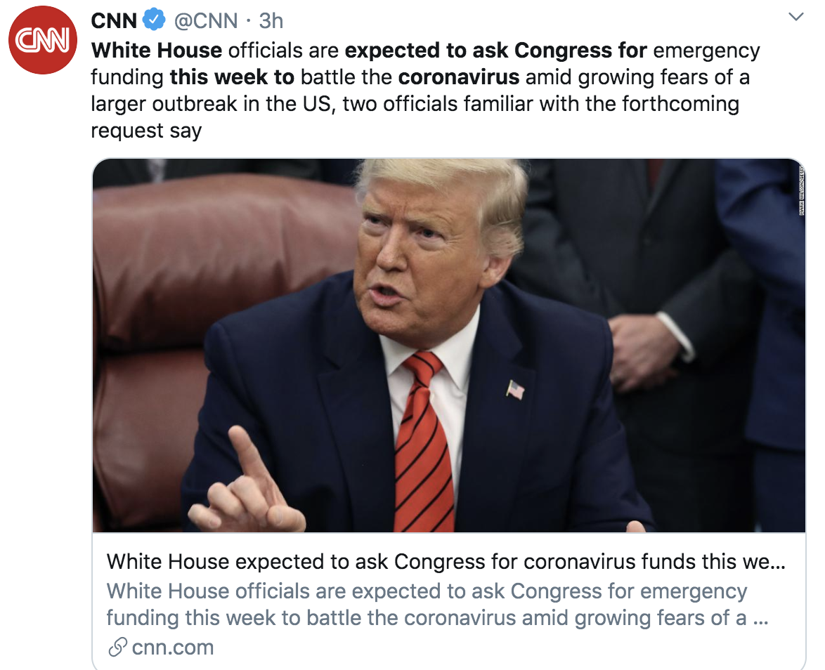 美国35人确诊新冠肺炎 白宫将向国会申请疫情资