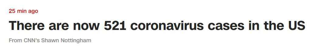 美国新冠肺炎确诊病例增至521例 21人死亡
