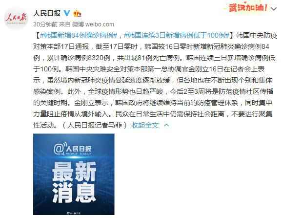 3月17日韩国新冠肺炎疫情最新消息情况：累计确