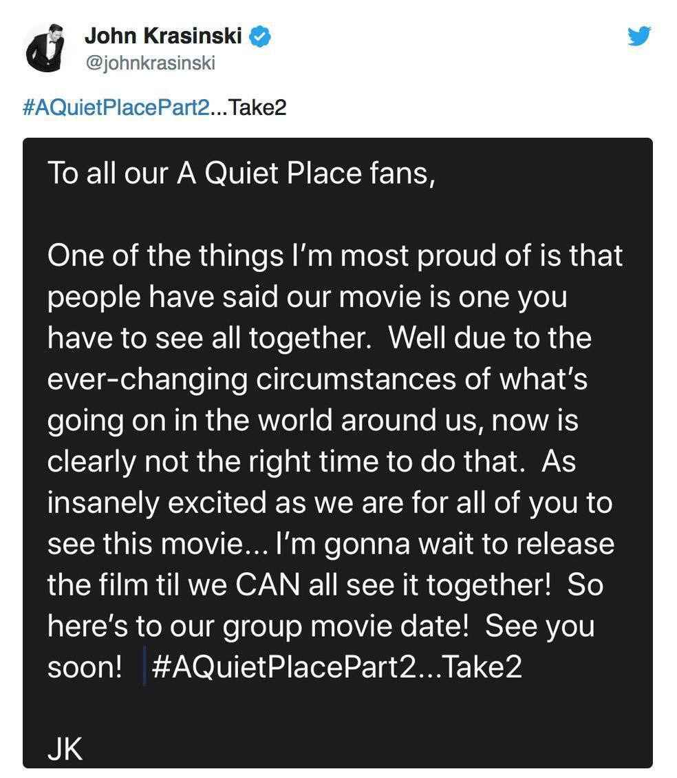 《寂静之地2》导演确认影片推迟首映，新档期待