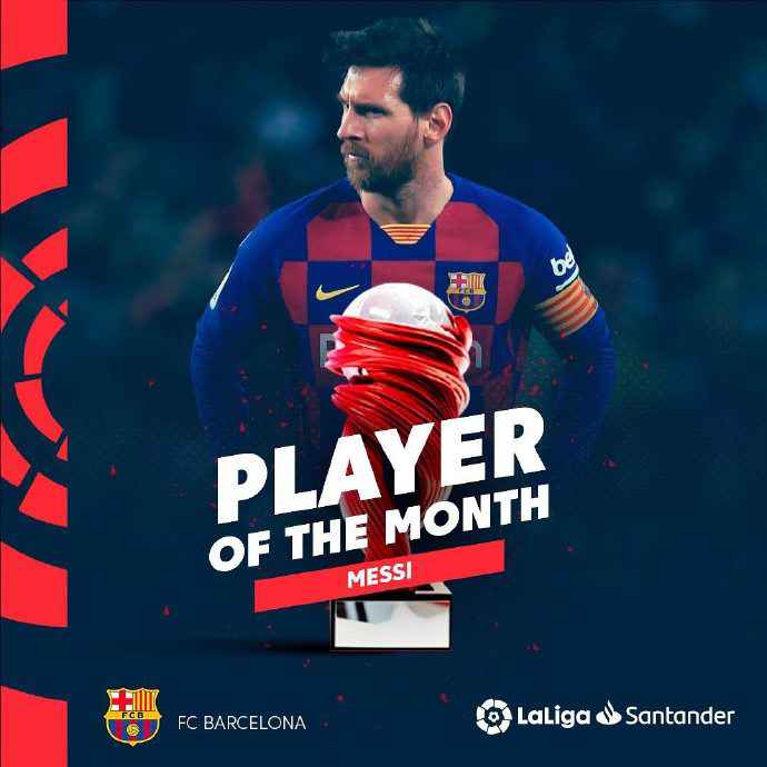 图片来源于西甲联赛官方微博 场均造2.5球!梅西无悬念当选西甲2月最佳球员