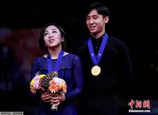 资料图:隋文静/韩聪夺冠。 花滑世锦赛取消隋文静哭了:本想在赛场表白医