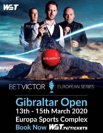 2020年斯诺克直布罗陀公开赛官方海报截图 斯诺克直布罗陀公开赛16强战开打在即 中国军团