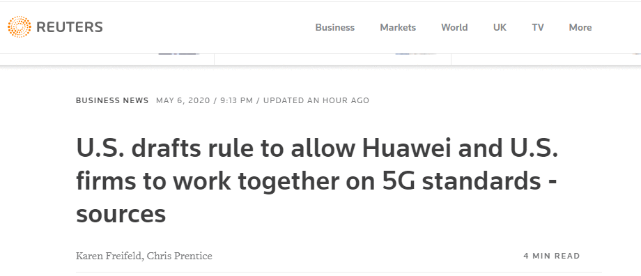 路透社：美商务部拟签发新规，允许美企与华为