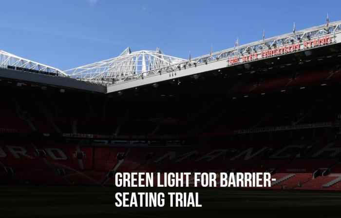 图片来源:曼联俱乐部网站公告截图。 老特拉福德球场被获准试行安全站立席位观赛区