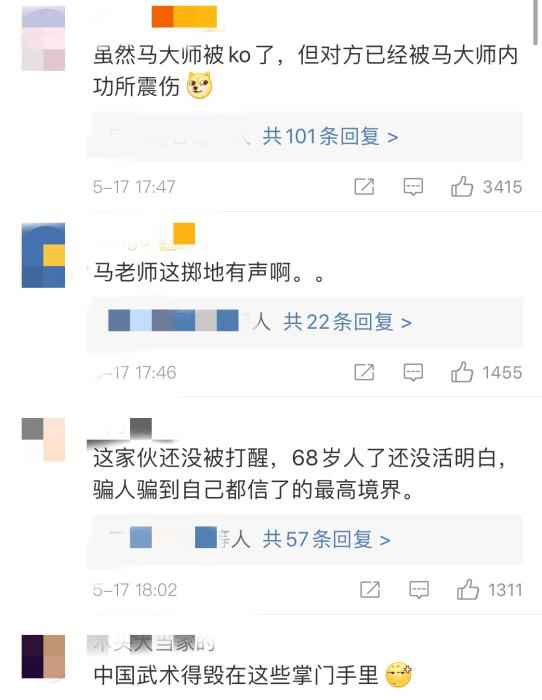 网友评论截图 被KO的各路“大师”们,快还给武术一片净土吧