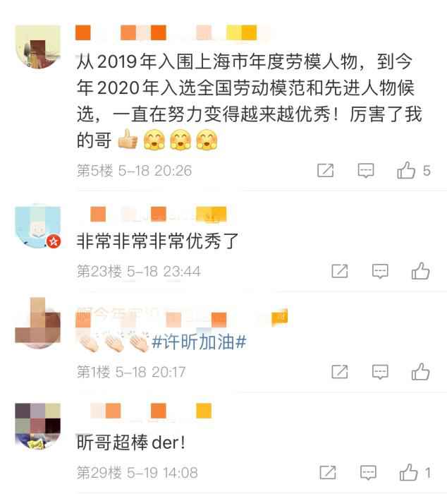 网友评论截图 要成真劳模了?许昕成为全国劳动模范和先进工