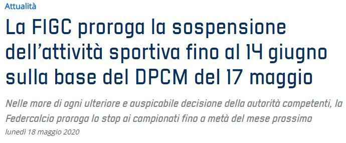 意大利足协公告截图 重启形势依旧不明朗 意足协:意甲停摆延至6月