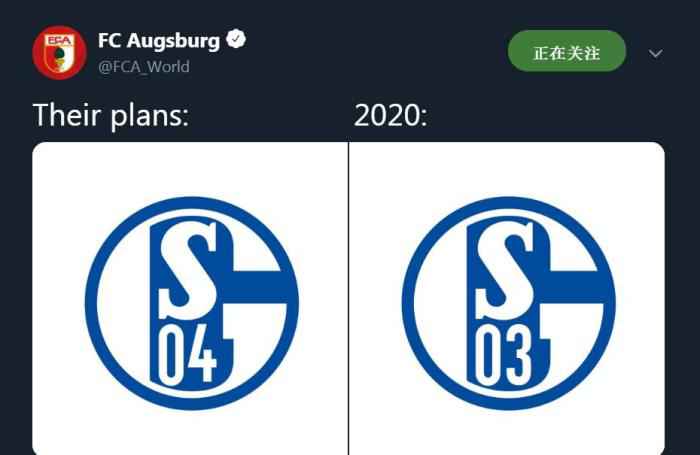 奥格斯堡官方社交媒体截图 德甲:沙尔克04连续两场完败 保级区三队难求一