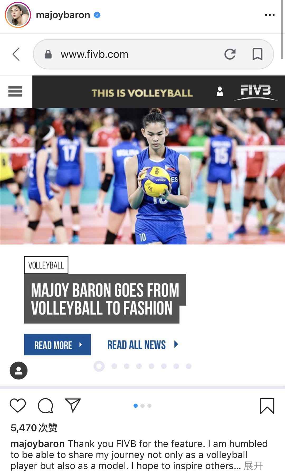 玛丽个人社交媒体截图 菲律宾女排国手兼职模特!曾登上时尚杂志封面